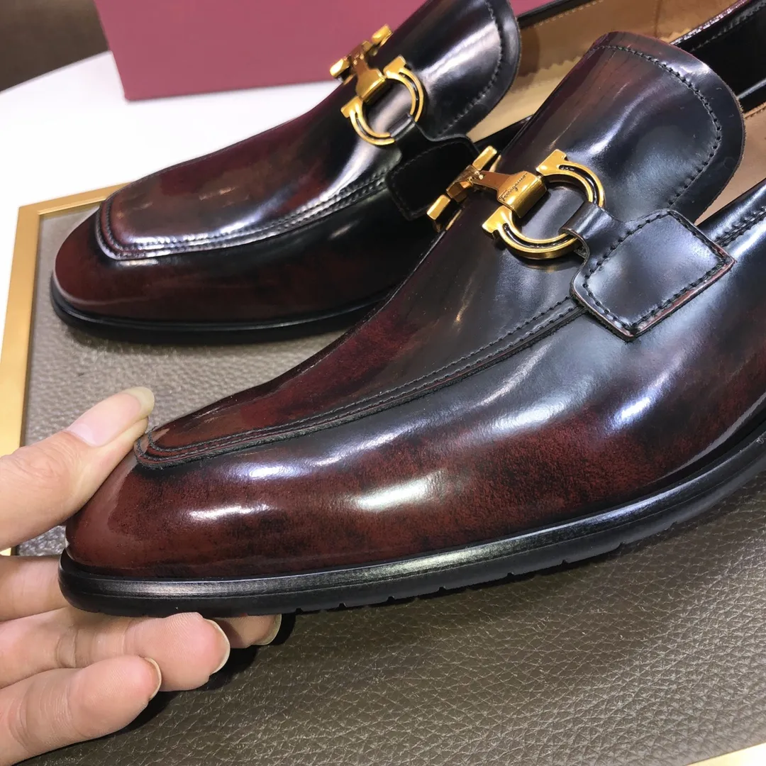 Men's shoes 💰500💰 [Ferragamo/Ferragamo] The latest model in the counter. Original imported high-quality cowhide with open sides + imported 🐂 water-dyed cowhide lining + original luxury metal buckle + original combination outsole. Comparison without pressure 38--45 (45 is custom-made and cannot be returned or exchanged)